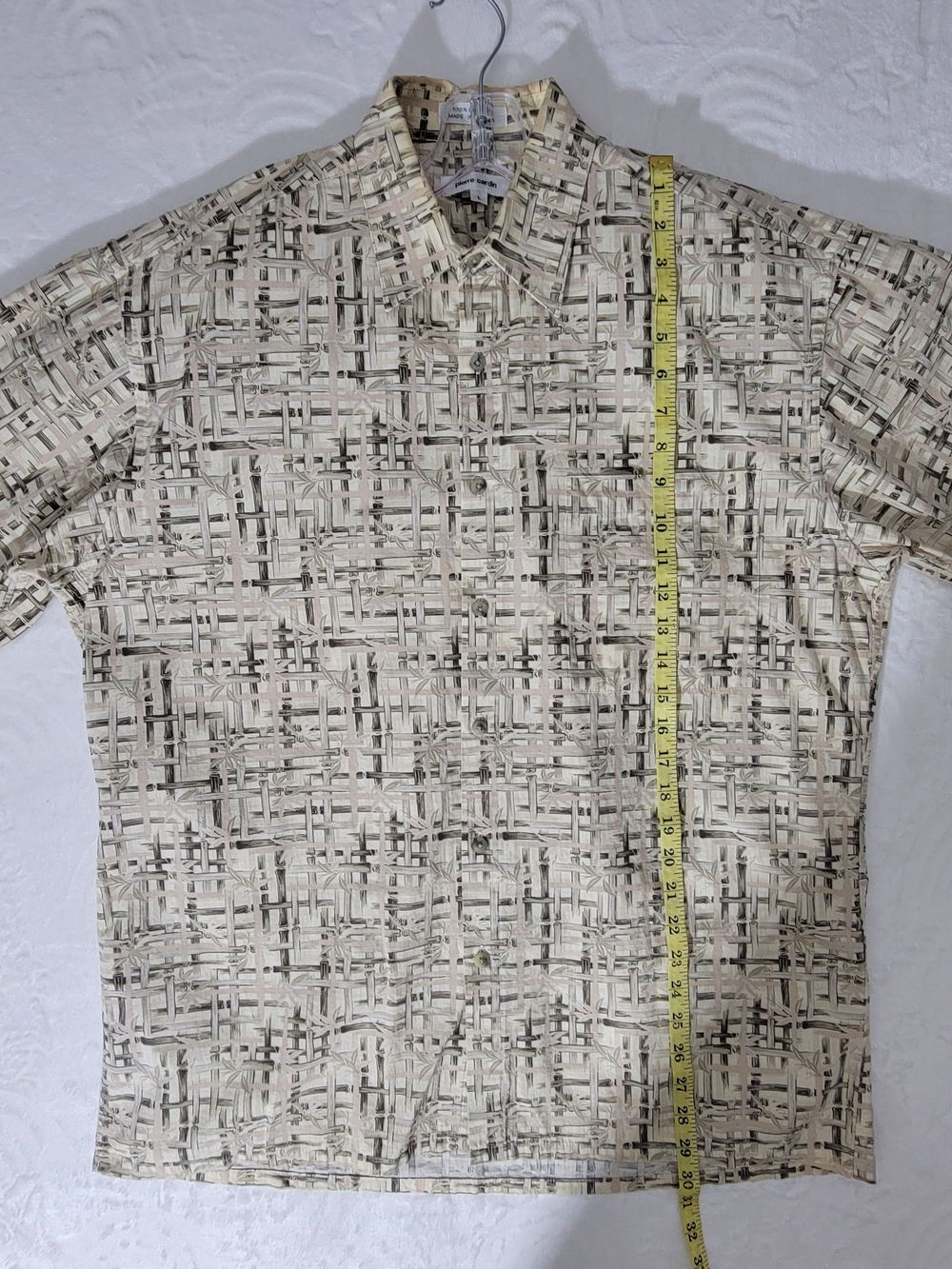 Men's Pierre Cardem Bamboo Casual Short-Sleeve Button-Up Shirt - Beige Pattern